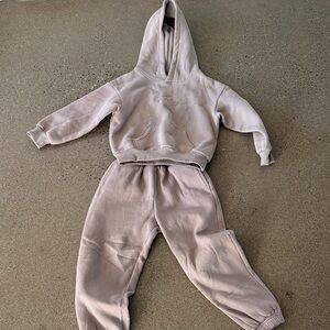 Kids Soft Gray Sweatpants and Hoodie Set
